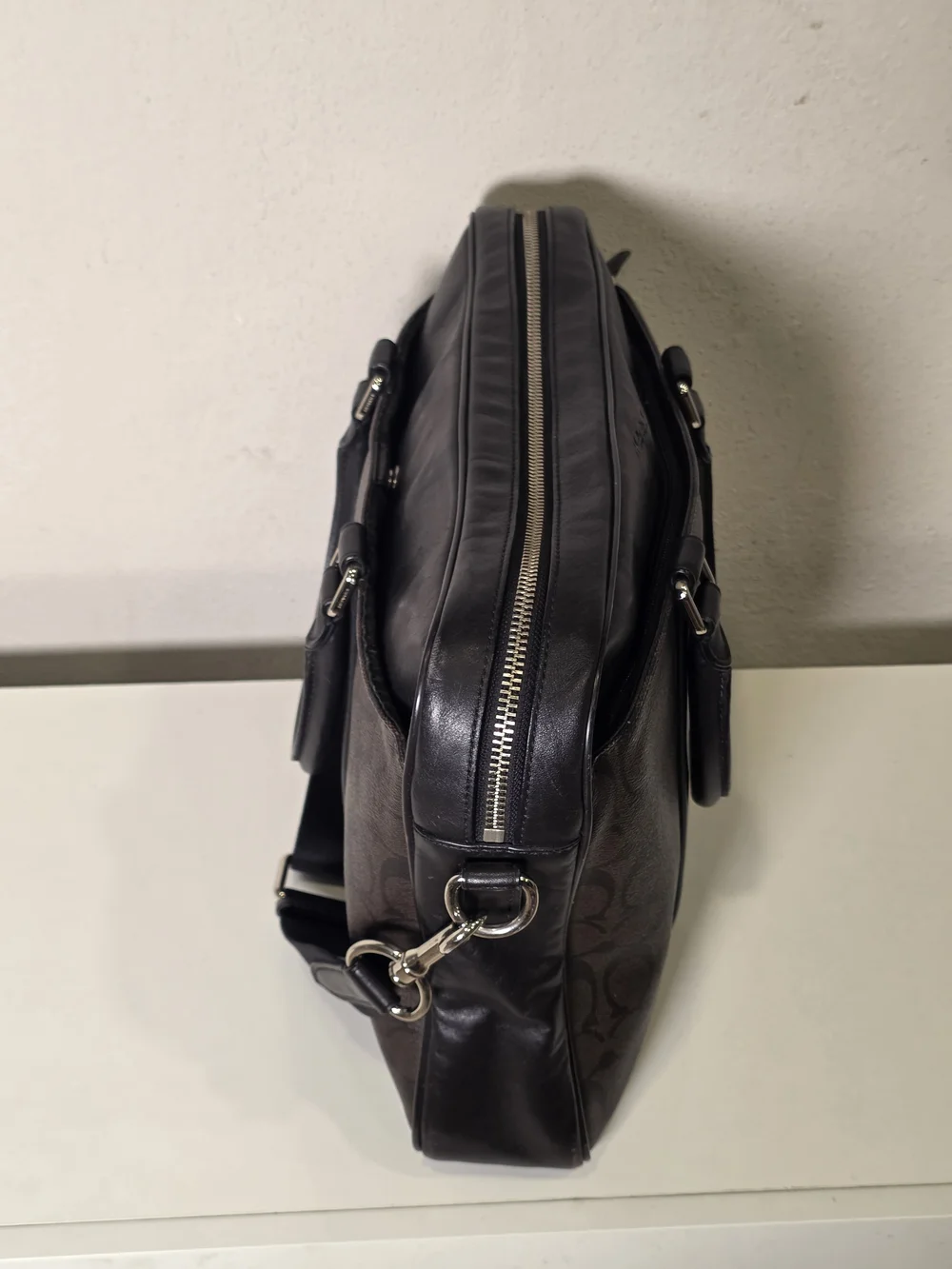 Coach Dark Brown Signature Canvas Leather Briefcase